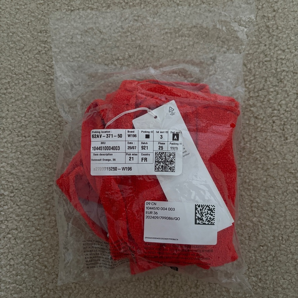Arket Orange One Piece Strapless Swimsuit - Picture 5 of 5